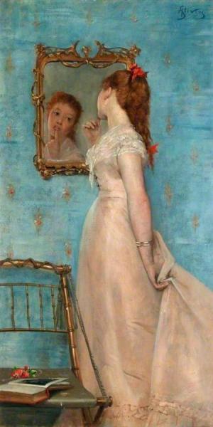 Girl Looking In The Mirror by Alfred Stevens