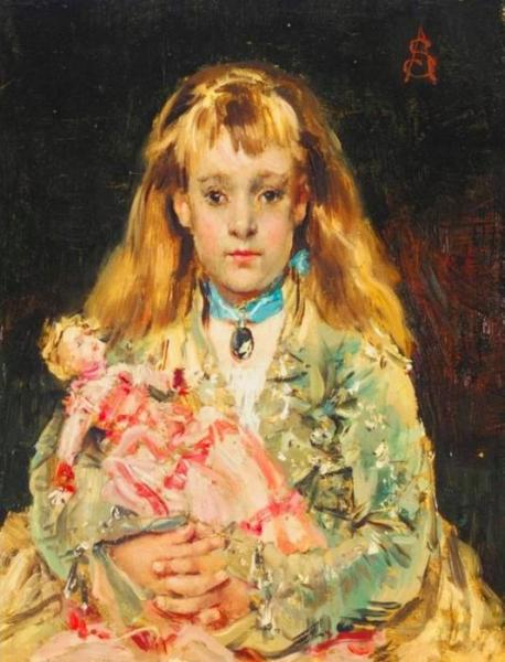 Girl With A Doll by Alfred Stevens