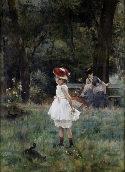 Girl With A Duck by Alfred Stevens