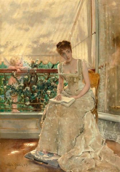 La Femme Et L'amour by Alfred Stevens Oil Painting Reproductions