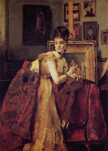 Lady With An Indian Shawl by Alfred Stevens Oil Painting Reproductions