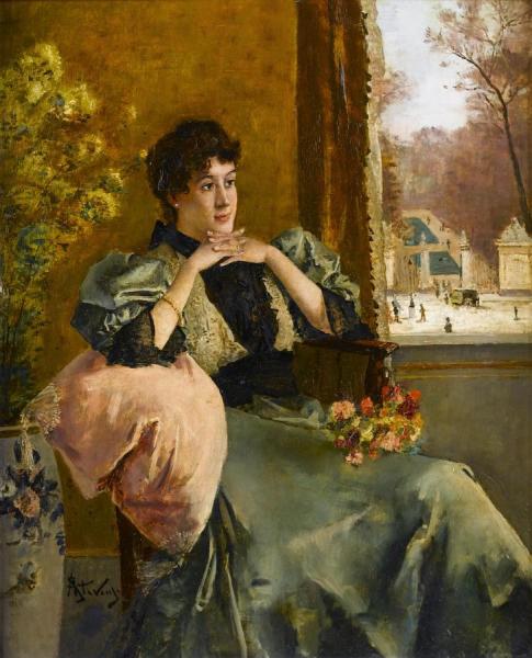 Pensive Woman At The Window by Alfred Stevens