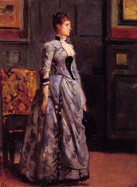 Portrait Of A Woman In Blue by Alfred Stevens