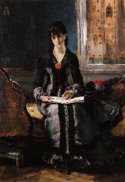 Portrait Of A Young Woman by Alfred Stevens Oil Painting Reproductions