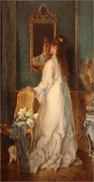 Woman In Front Of A Mirror by Alfred Stevens