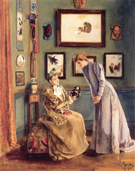 Women With A Japanese Doll by Alfred Stevens