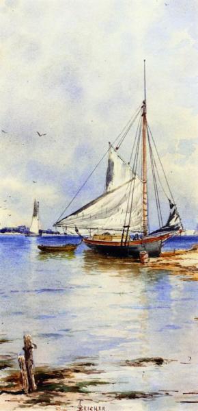 A Gaff-rigged Sloop by Alfred Thompson Bricher