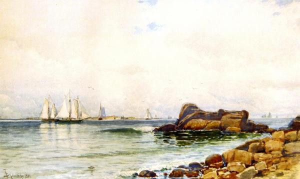 Coastal Rocks With Sailboats by Alfred Thompson Bricher