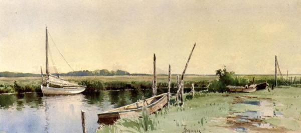 Sailboats In An Inlet by Alfred Thompson Bricher