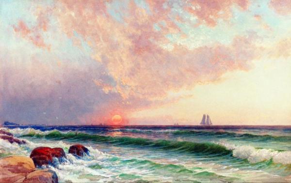 Sunset Over The Coast by Alfred Thompson Bricher Oil Painting Reproductions
