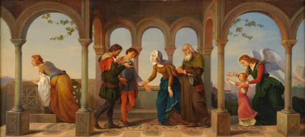 An Angel Brings St. Catherine To Her Parents by Alfred Von Schussler