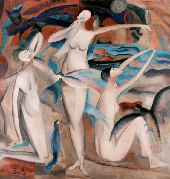 Bathers With Birds by Alice Bailly
