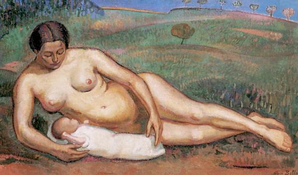Female Nude With Her Child by Alice Bailly
