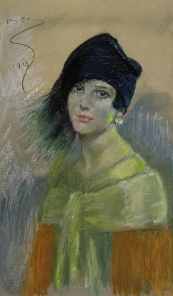 Young Woman In Black Hat by Alice Pike Barney