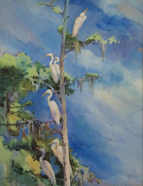 Snowy Egrets In A Tree by Alice Ravenel Huger Smith Oil Painting Reproductions
