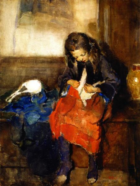 The Red Petticoat by Alice Schille Oil Painting Reproductions