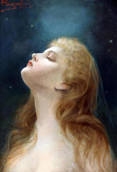 Alois Heinrich Priechenfried A Woman Looking At The Stars