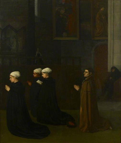 Interior Of A Church With Kneeling Figures by Alphonse Legros