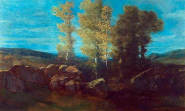 Landscape With A Stream And Hills by Alphonse Legros