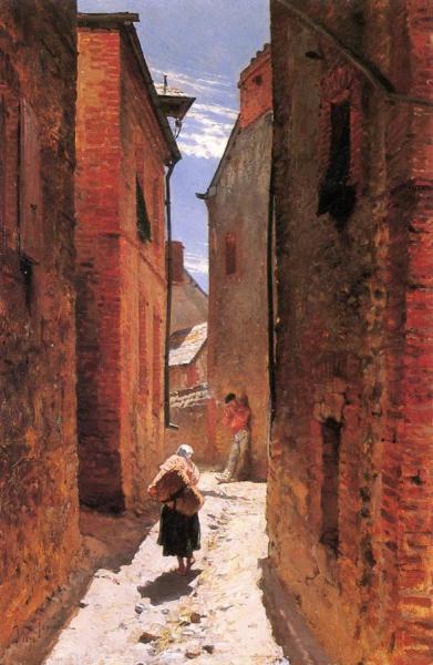 Street In Old Town by Alphonse Marie De Neuville