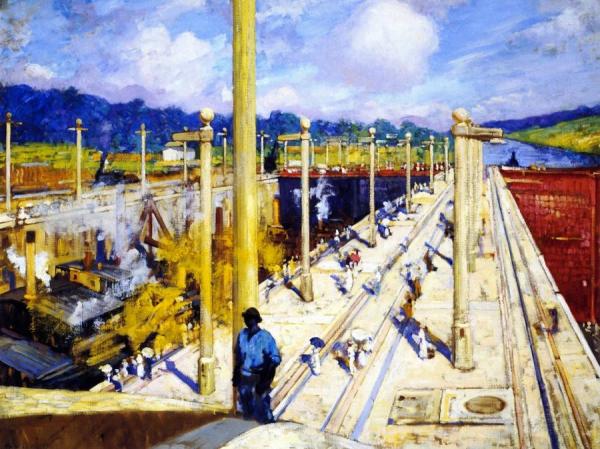 First Dredges Through The Gatun Locks by Alson Skinner Clark