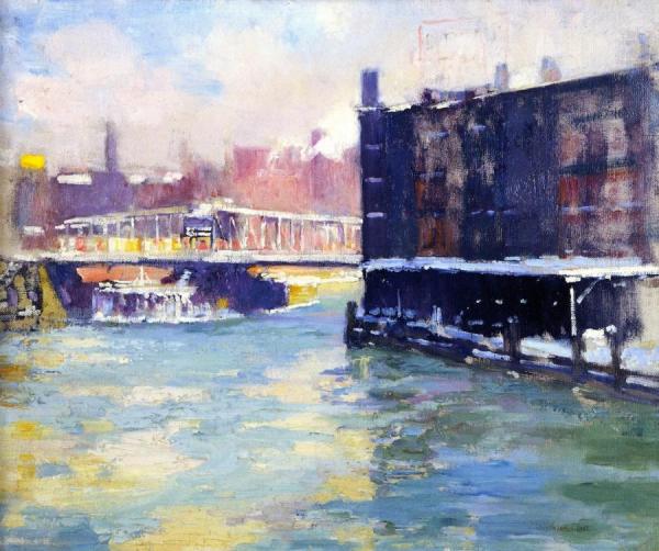 State Street Bridge Along The Chicago River by Alson Skinner Clark Oil Painting Reproductions