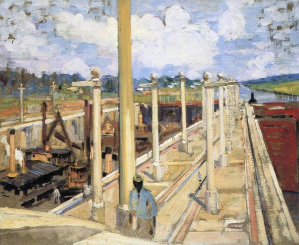 Study Of Gatun Locks by Alson Skinner Clark Oil Painting Reproductions
