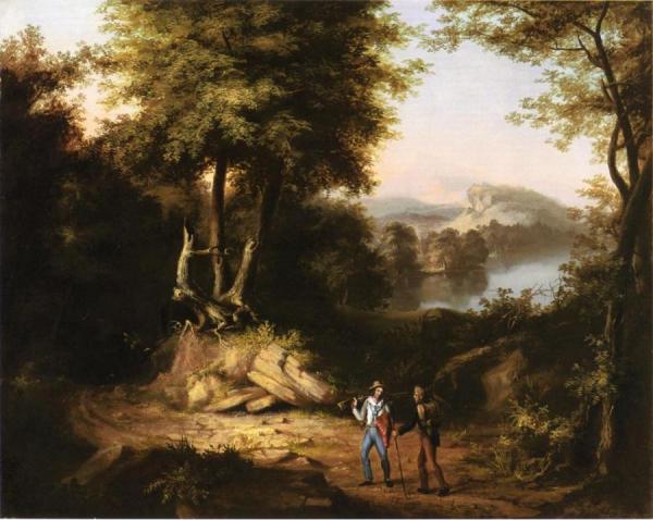 Hunters In A Landscape by Alvan Fisher
