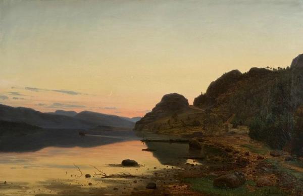 Evening Mood, Skogsfjord, Mandal by Amaldus Clarin Nielsen