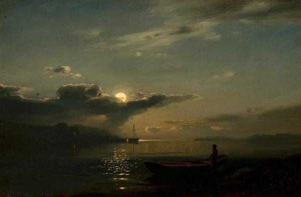 Moonlight Over Bankefjord by Amaldus Clarin Nielsen