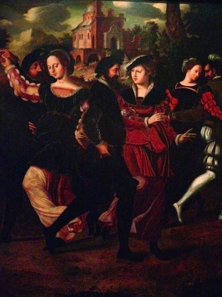 Elegant Couples Dancing In A Landscape by Ambrosius Benson