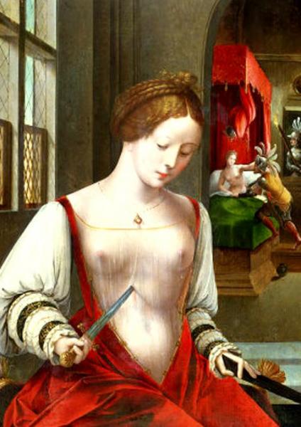 Lucretia, First Wife Of Lucius Colatinus Tarquinius by Ambrosius Benson