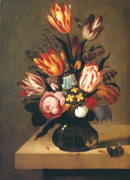 Bouquet Of Flowers With A Butterfly On A Stone Slab by Ambrosius Bosschaert Oil Painting Reproductions