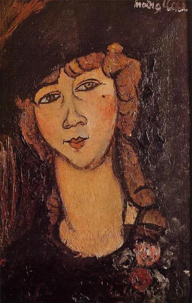 Head Of A Woman In A Hat by Amedeo Modigliani