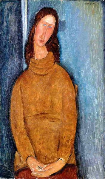 Jeanne Hebuterne In A Yellow Jumper by Amedeo Modigliani