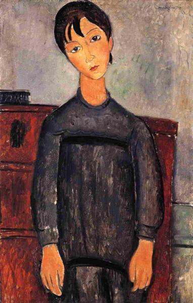 Little Girl In Black Apron by Amedeo Modigliani