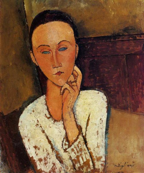 Lunia Czechowska, Left Hand On Her Cheek by Amedeo Modigliani