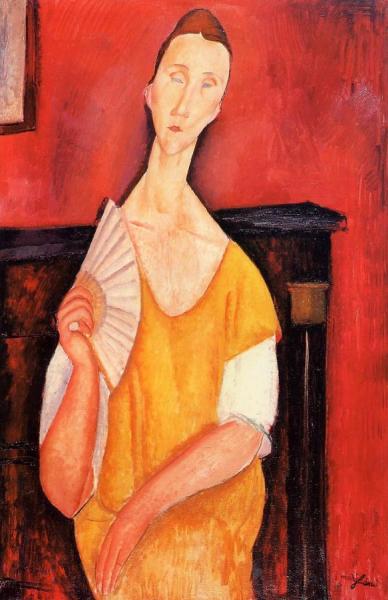 Madame Lunia Czechowska With A Fan by Amedeo Modigliani