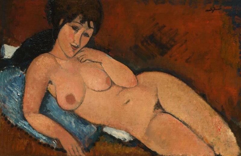 Nude On A Blue Cushion by Amedeo Modigliani