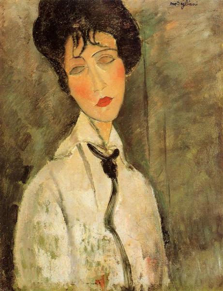 Portrait Of A Woman In A Black Tie by Amedeo Modigliani