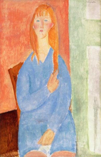 Seated Girl, Untied Hair by Amedeo Modigliani