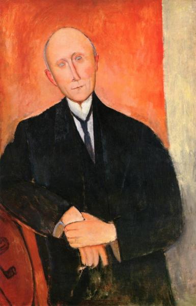 Seated Man With Orange Background by Amedeo Modigliani