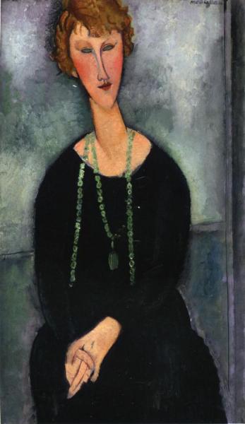 Woman With A Green Necklace by Amedeo Modigliani