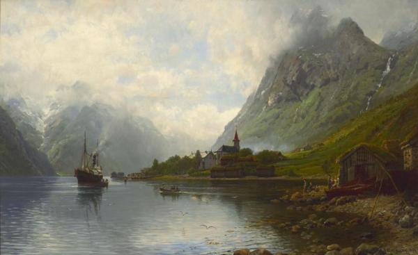 The Steamer In Nærøyfjord by Anders Monsen Askevold