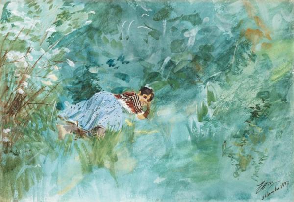 Girl In The Grass by Anders Zorn Oil Painting Reproductions