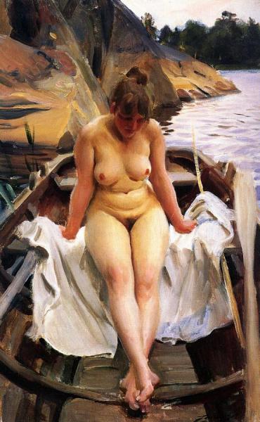 In Werner's Row Boat by Anders Zorn
