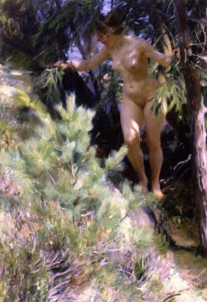 Nude Under A Spruce Tree by Anders Zorn