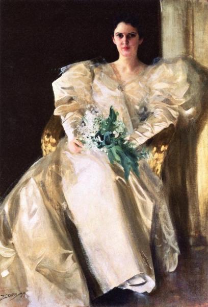 Portrait Of Mrs. Eben Richards (nee Pearl Pierce) by Anders Zorn