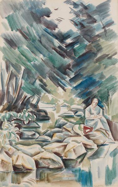 Chevreuse. Jeune Femme Près D'un Torrent by André Lhote