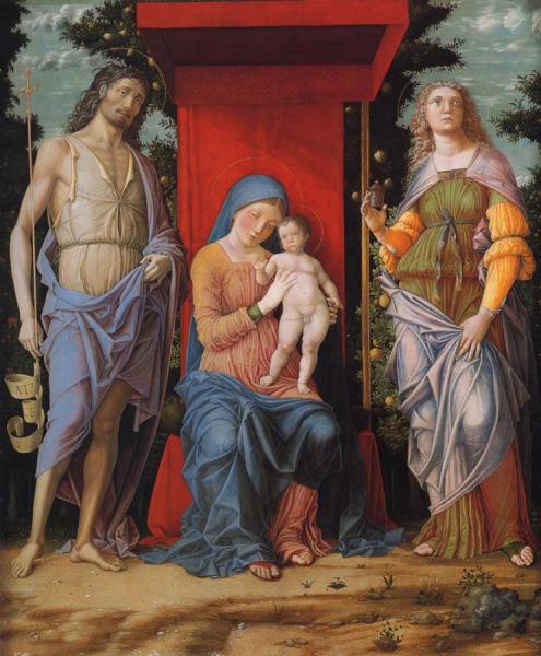 Virgin And Child With The Magdalen And St John The Baptist by Andrea Mantegna